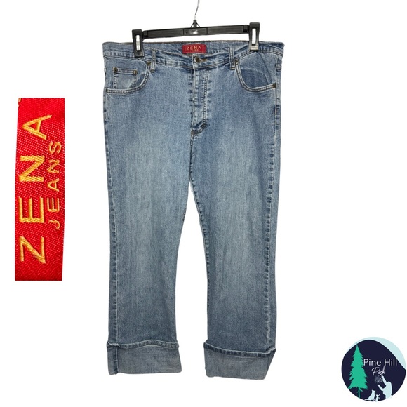 Zena Denim - Vintage Y2K Zena Capri Jeans Womens 12 Blue Mid-rise Straight Leg Cuffed EUC